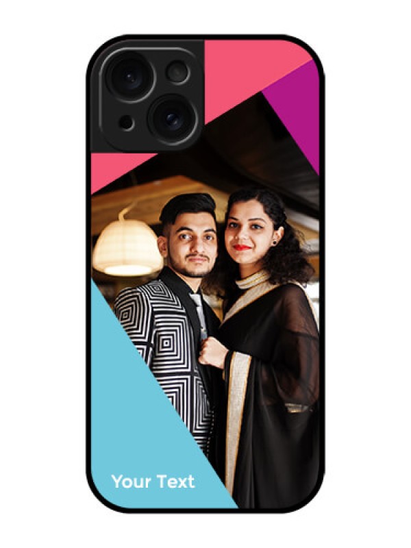 Custom Apple iPhone 15 Custom Glass Phone Case - Stacked Triple Colour Design
