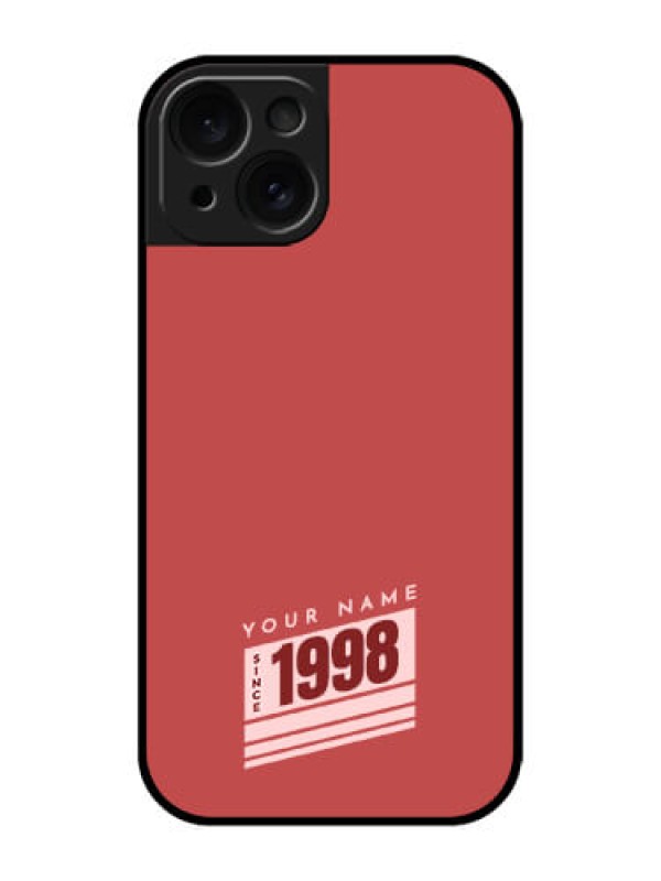 Custom Apple iPhone 15 Custom Glass Phone Case - Red Custom Year Of Birth Design