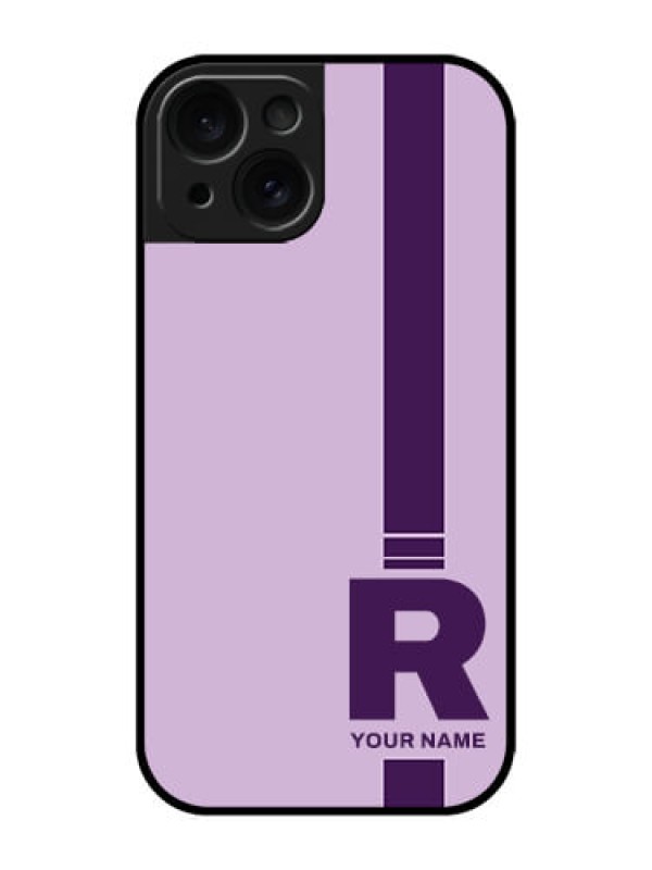 Custom Apple iPhone 15 Custom Glass Phone Case - Simple Dual Tone Stripe With Name Design
