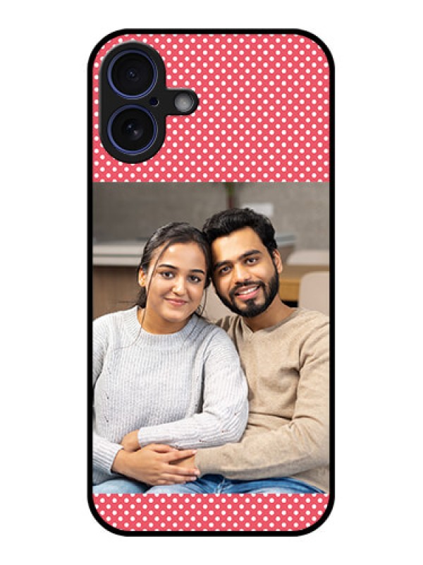 Custom iPhone 16 Plus Custom Glass Phone Case - White Dotted Design