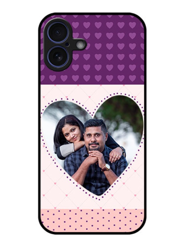 Custom iPhone 16 Plus Custom Glass Phone Case - Violet Love Dots Design