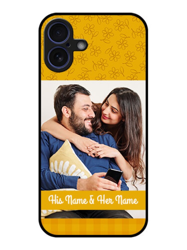 Custom iPhone 16 Plus Custom Glass Phone Case - Yellow Floral Design