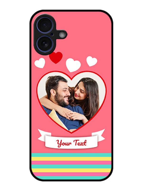 Custom iPhone 16 Plus Custom Glass Phone Case - Love Shapes Doodle Design