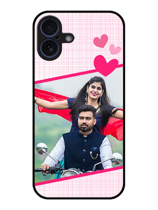 Custom iPhone 16 Plus Custom Glass Phone Case - Love Shape Heart Design
