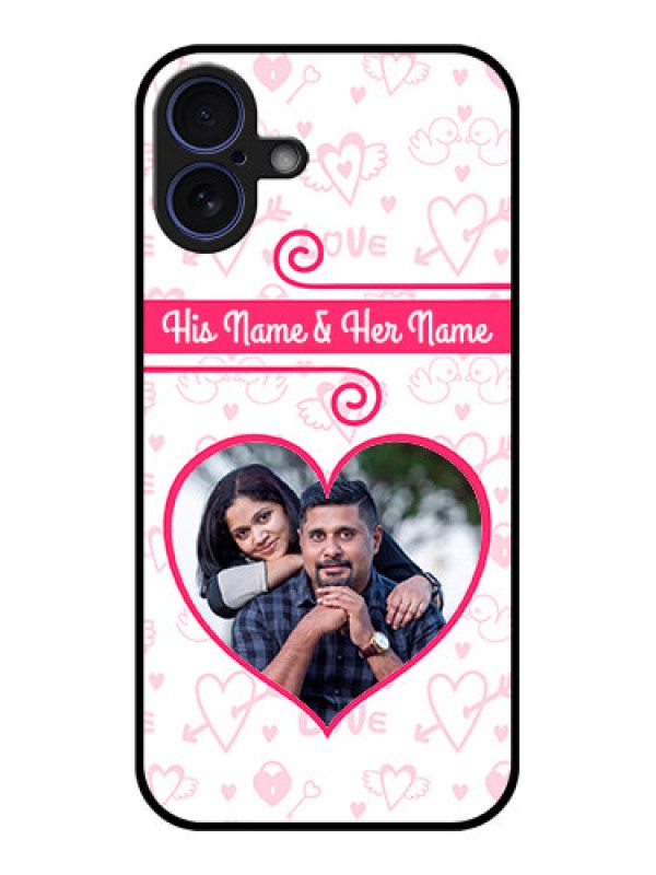 Custom iPhone 16 Plus Custom Glass Phone Case - Heart Shape Love Design