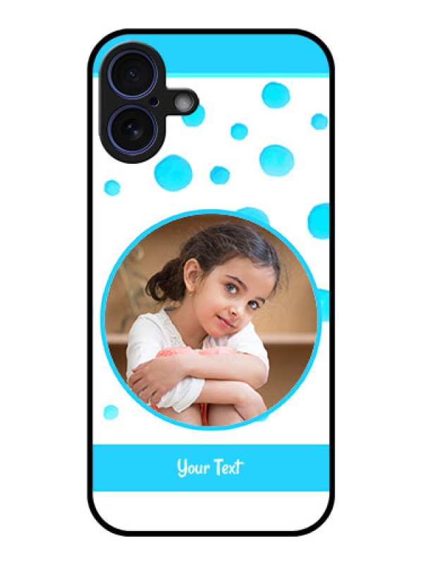 Custom iPhone 16 Plus Custom Glass Phone Case - Blue Bubbles Pattern Design