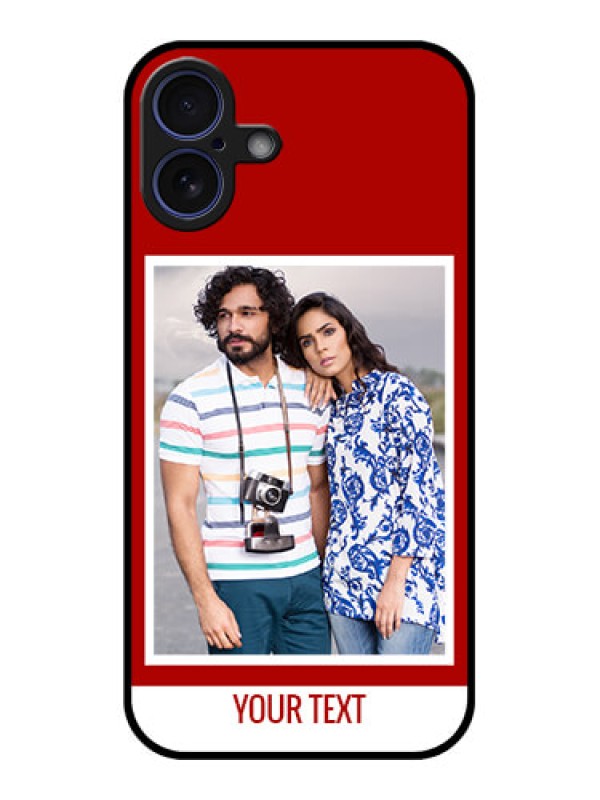 Custom iPhone 16 Plus Custom Glass Phone Case - Red Color Design