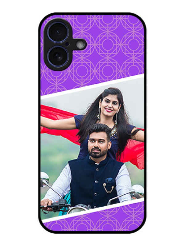 Custom iPhone 16 Plus Custom Glass Phone Case - Violet Color Pattern Design
