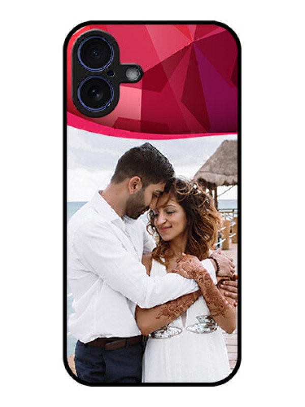 Custom iPhone 16 Plus Custom Glass Phone Case - Red Abstract Design