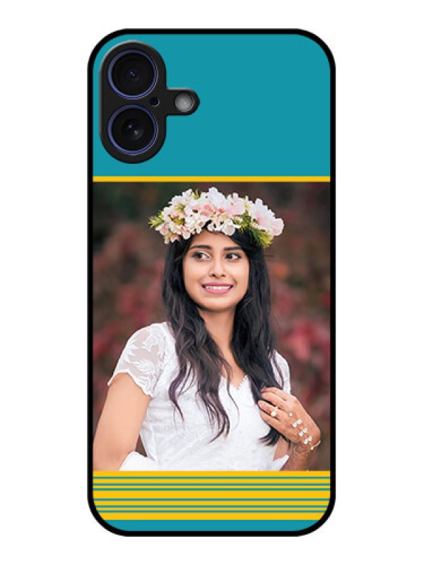 Custom iPhone 16 Plus Custom Glass Phone Case - Yellow and Blue Design