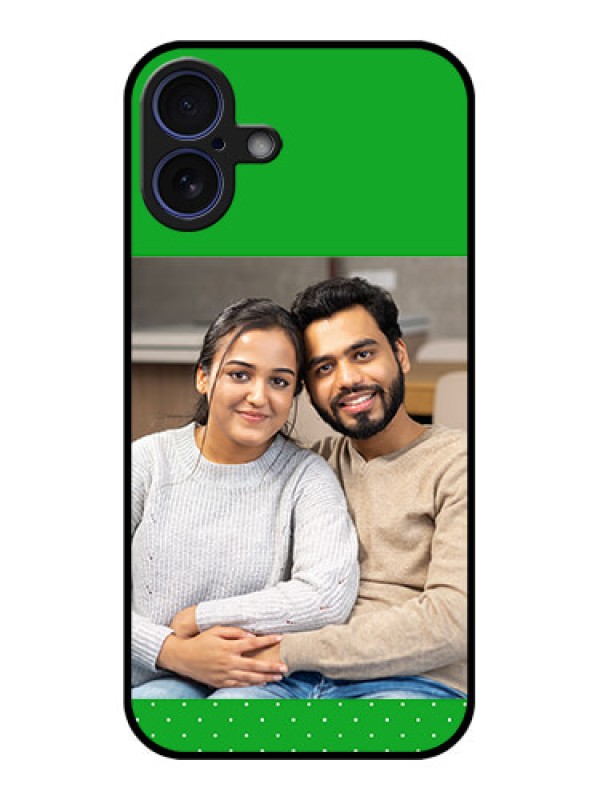 Custom iPhone 16 Plus Custom Glass Phone Case - Green Pattern Design