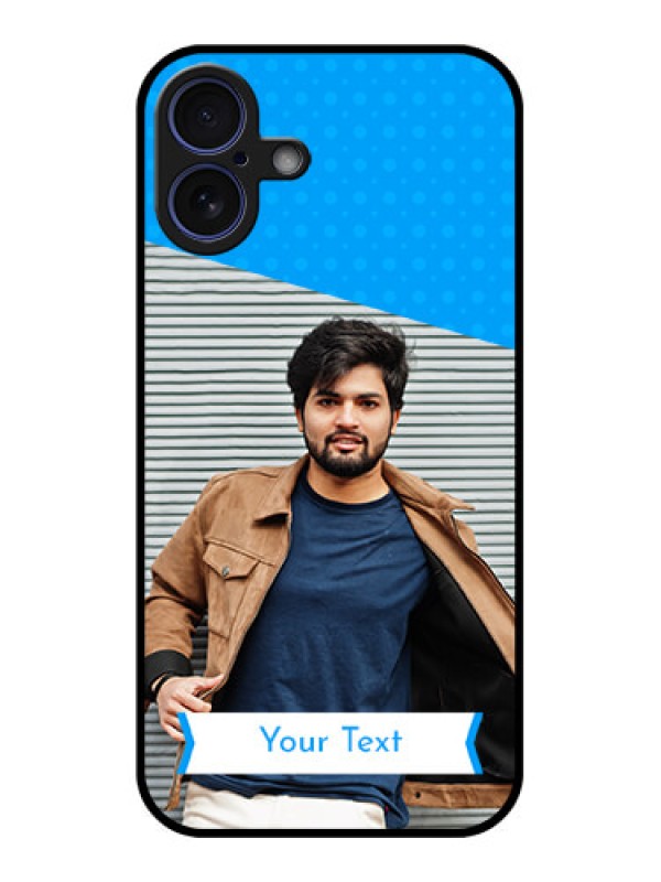 Custom iPhone 16 Plus Custom Glass Phone Case - Simple Blue Color Design