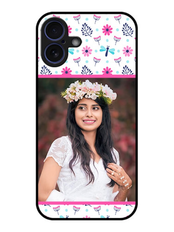 Custom iPhone 16 Plus Custom Glass Phone Case - Colorful Flower Design