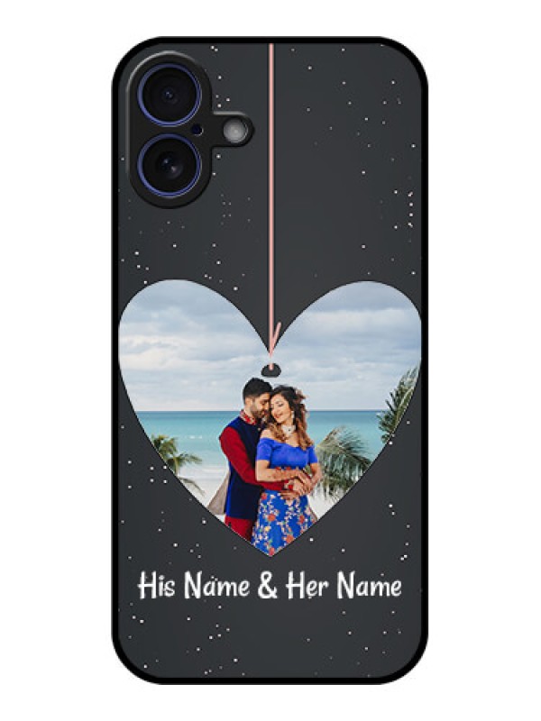 Custom iPhone 16 Plus Custom Glass Phone Case - Hanging Heart Design