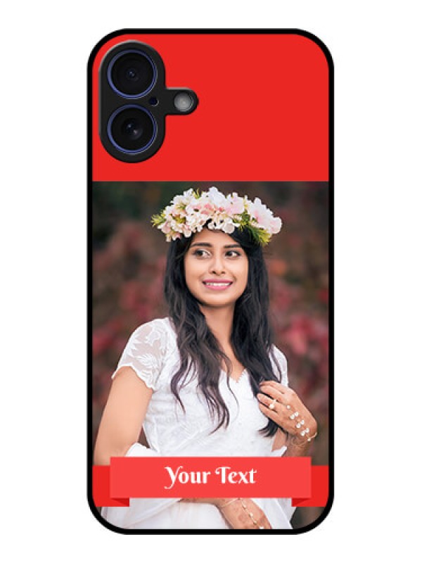 Custom iPhone 16 Plus Custom Glass Phone Case - Simple Red Color Design