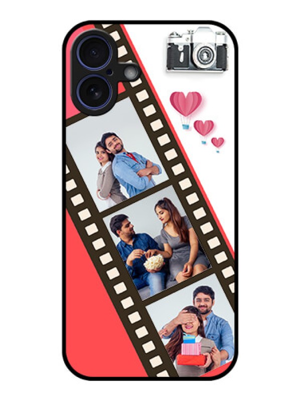 Custom iPhone 16 Plus Custom Glass Phone Case - 3 Image Holder With Film Reel