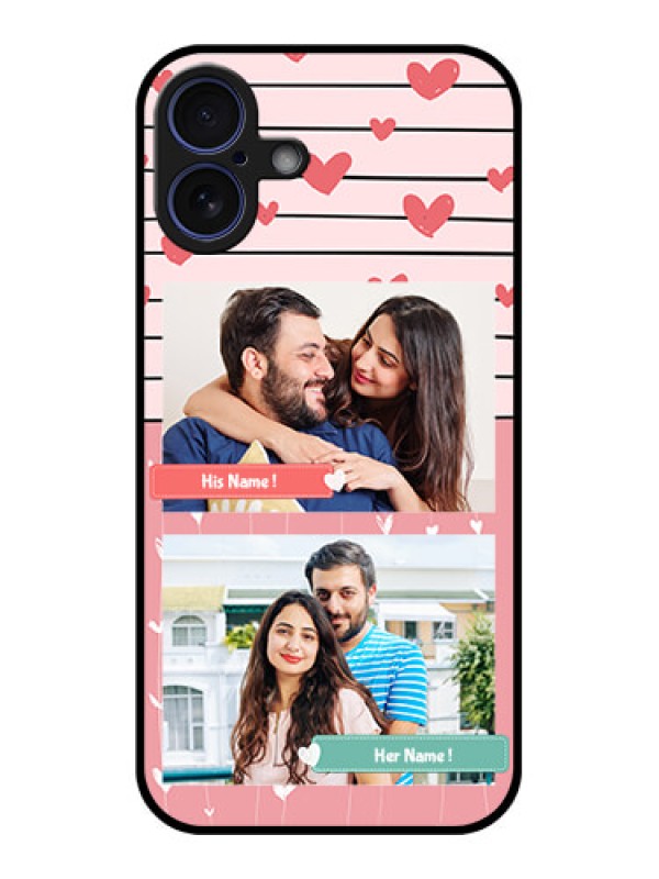 Custom iPhone 16 Plus Custom Glass Phone Case - Photo With Heart Design