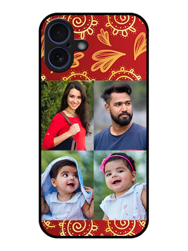 Custom iPhone 16 Plus Custom Glass Phone Case - 4 Image Traditional Design