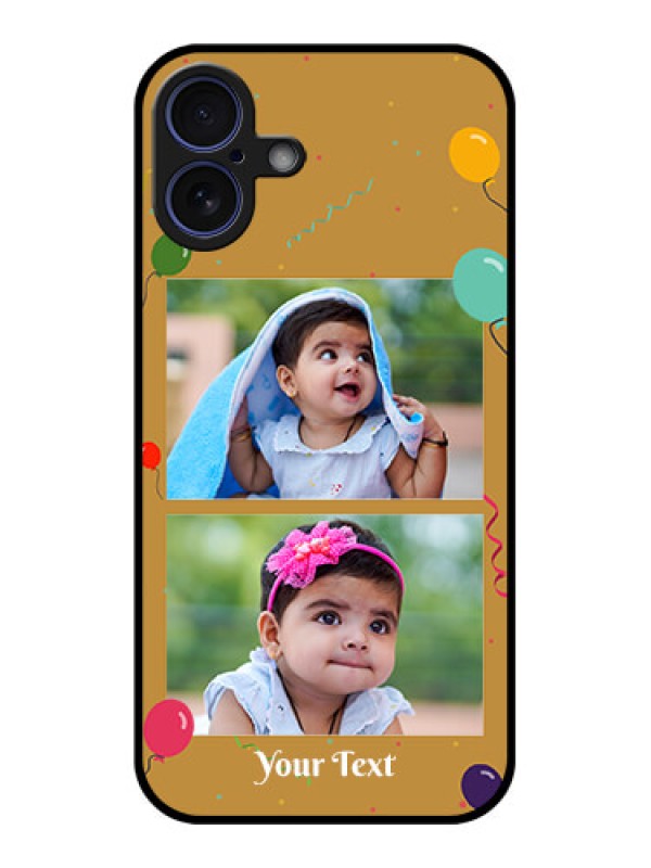 Custom iPhone 16 Plus Custom Glass Phone Case - Image Holder With Birthday Celebrations Design