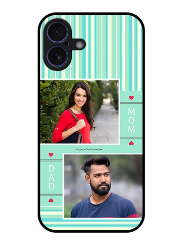 Custom iPhone 16 Plus Custom Glass Phone Case - Mom and Dad Pic Design