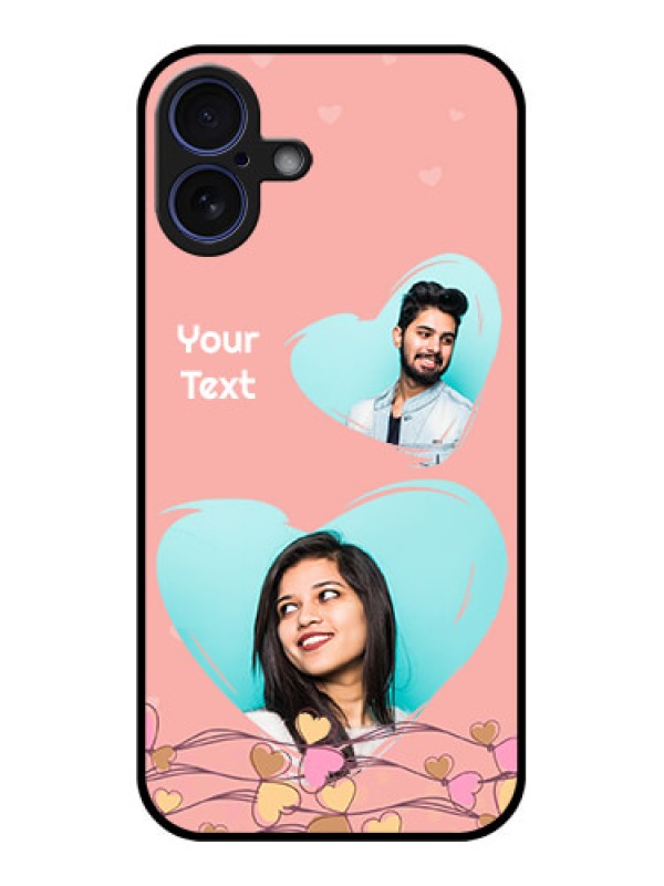 Custom iPhone 16 Plus Custom Glass Phone Case - Love Doodle Design