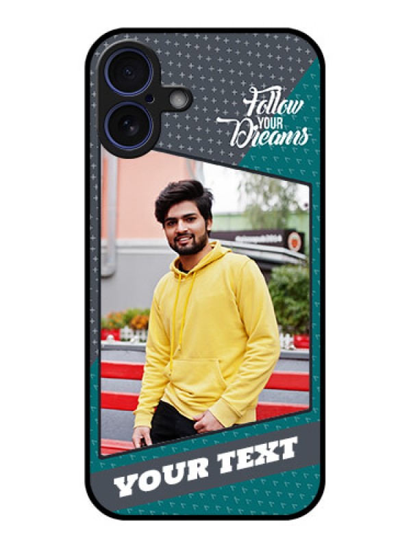 Custom iPhone 16 Plus Custom Glass Phone Case - Background Pattern Design With Quote