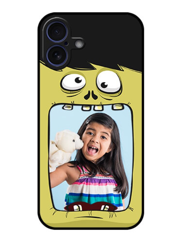 Custom iPhone 16 Plus Custom Glass Phone Case - Cartoon Monster Back Case Design