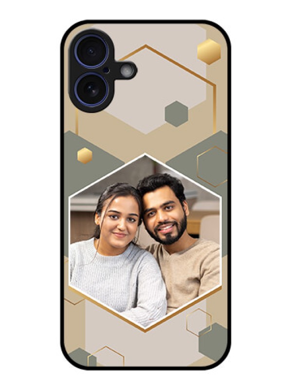 Custom iPhone 16 Plus Custom Glass Phone Case - Stylish Hexagon Pattern Design