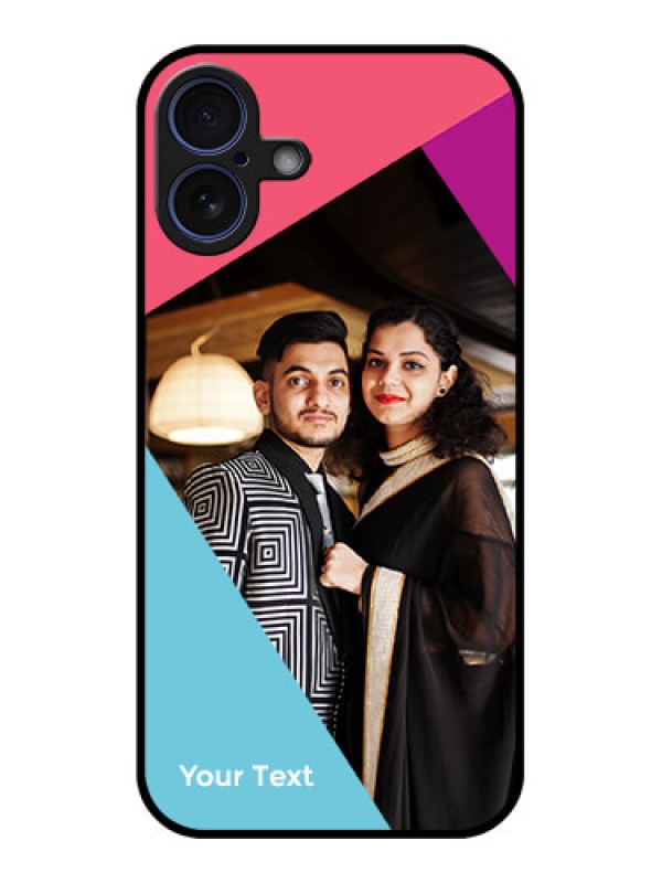 Custom iPhone 16 Plus Custom Glass Phone Case - Stacked Triple Colour Design