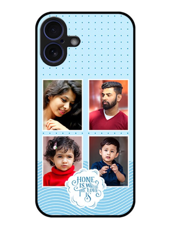 Custom iPhone 16 Plus Custom Glass Phone Case - Cute Love Quote With 4 Pic Upload Design