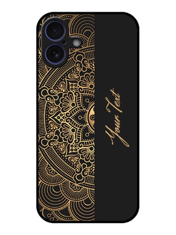 Custom iPhone 16 Plus Custom Glass Phone Case - Mandala Art With Custom Text Design