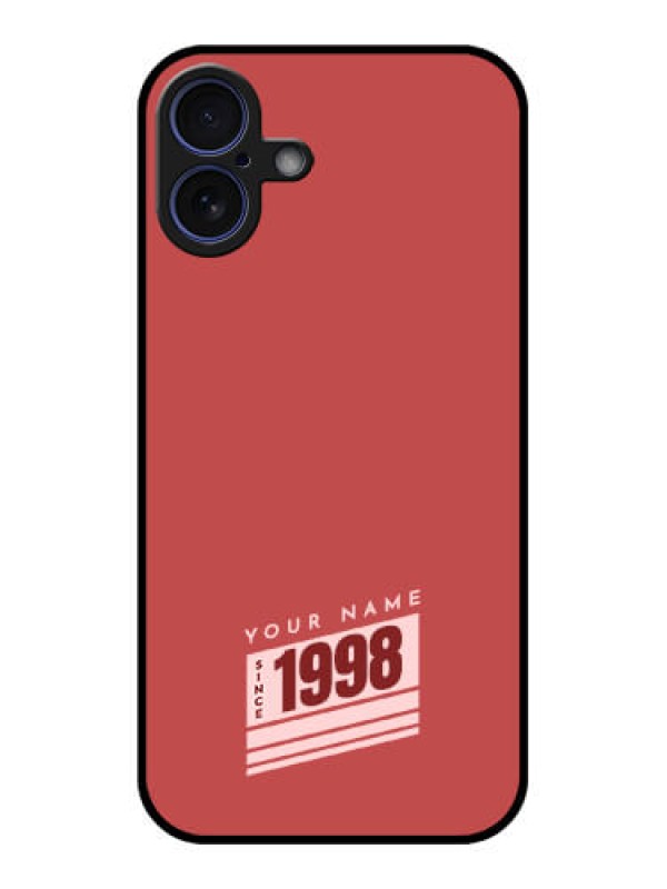 Custom iPhone 16 Plus Custom Glass Phone Case - Red Custom Year Of Birth Design
