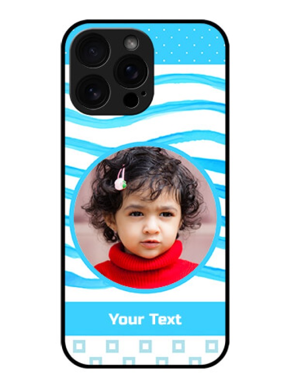 Custom iPhone 16 Pro Max Custom Glass Phone Case - Simple Blue Case Design