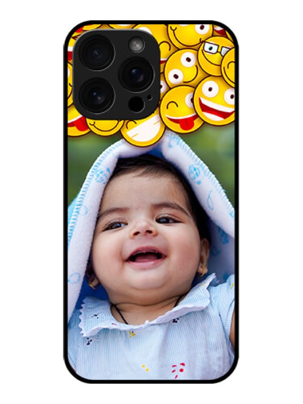 Custom iPhone 16 Pro Max Custom Glass Phone Case - With Smiley Emoji Design