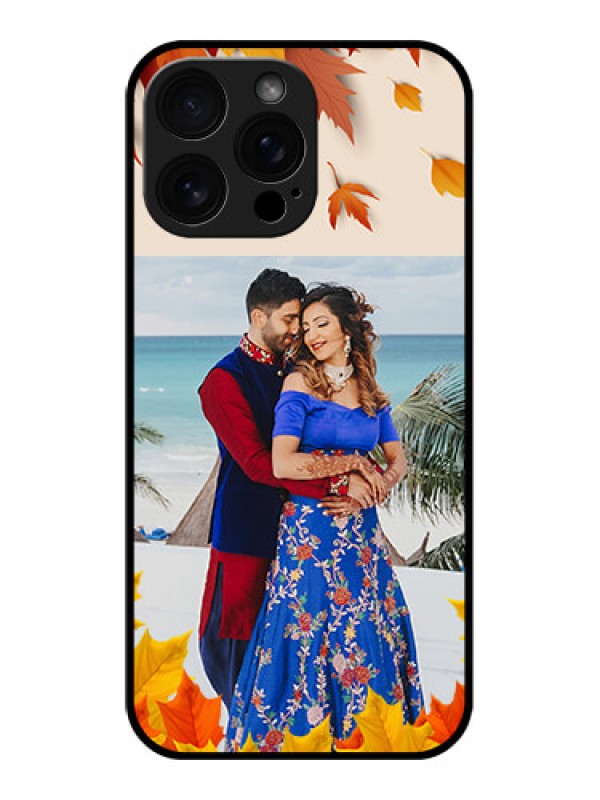 Custom iPhone 16 Pro Max Custom Glass Phone Case - Autumn Maple Leaves Design