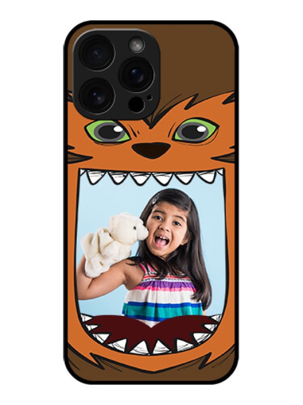 Custom iPhone 16 Pro Max Custom Glass Phone Case - Owl Monster Back Case Design