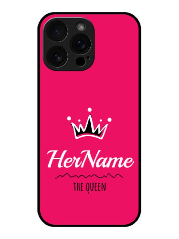 Custom iPhone 16 Pro Max Custom Glass Phone Case - Queen With Name Design