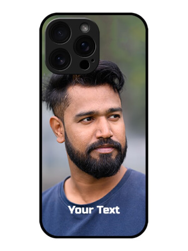 Custom iPhone 16 Pro Max Custom Glass Phone Case - Photo With Text Design
