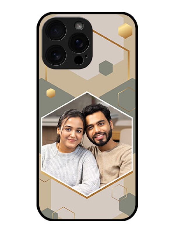 Custom iPhone 16 Pro Max Custom Glass Phone Case - Stylish Hexagon Pattern Design