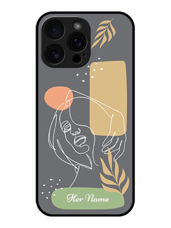 Custom iPhone 16 Pro Max Custom Glass Phone Case - Gazing Woman Line Art Design