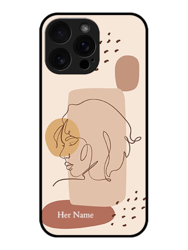 Custom iPhone 16 Pro Max Custom Glass Phone Case - Calm Woman Line Art Design