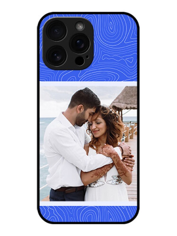 Custom iPhone 16 Pro Max Custom Glass Phone Case - Curved Line Art With Blue And White Design
