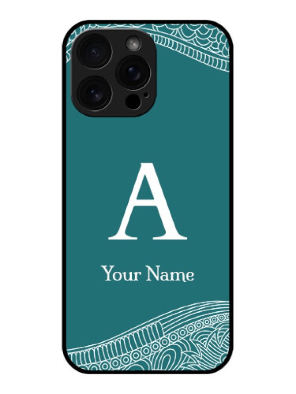 Custom iPhone 16 Pro Max Custom Glass Phone Case - Line Art Pattern With Custom Name Design