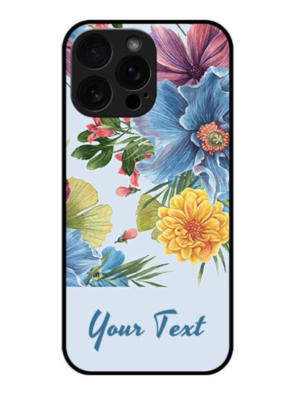 Custom iPhone 16 Pro Max Custom Glass Phone Case - Stunning Watercolored Flowers Painting Design