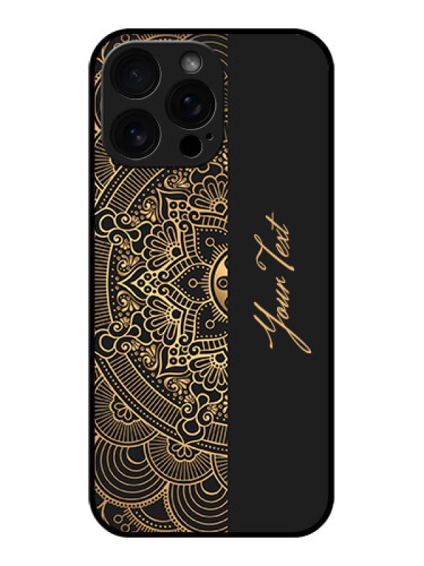 Custom iPhone 16 Pro Max Custom Glass Phone Case - Mandala Art With Custom Text Design