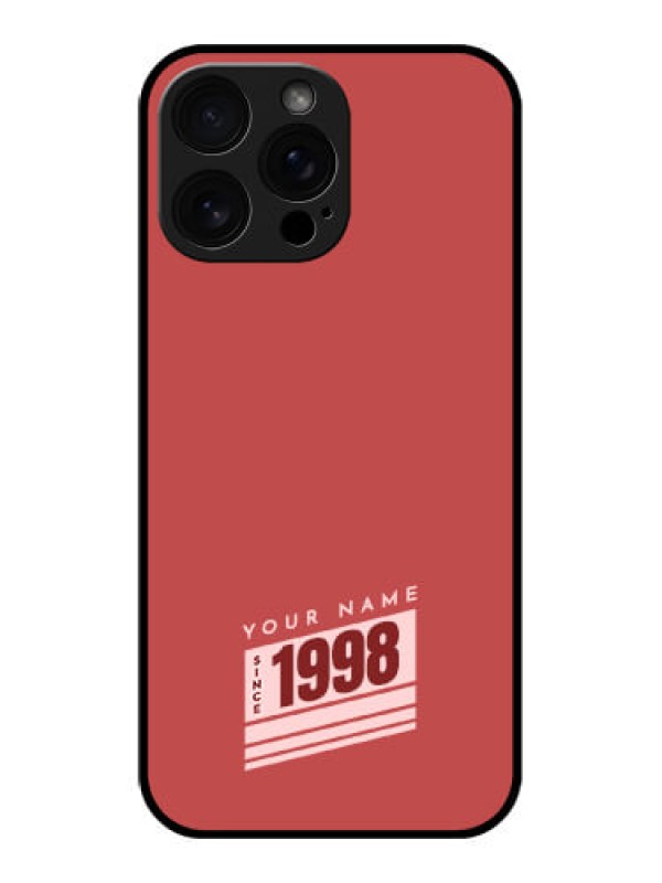 Custom iPhone 16 Pro Max Custom Glass Phone Case - Red Custom Year Of Birth Design