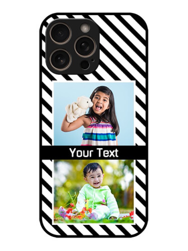 Custom iPhone 16 Pro Custom Glass Phone Case - Black And White Stripes Design