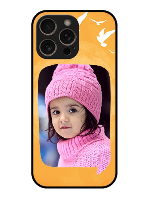 Custom iPhone 16 Pro Custom Glass Phone Case - Water Color Design With Bird Icons
