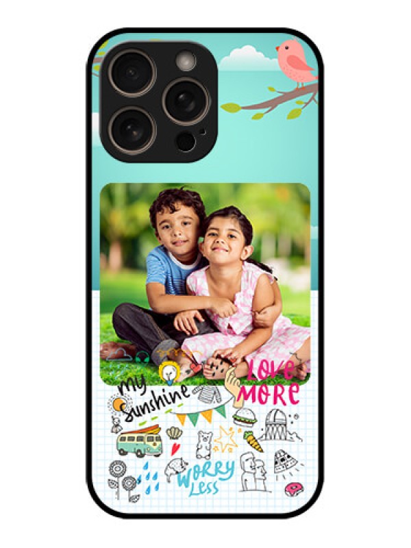 Custom iPhone 16 Pro Custom Glass Phone Case - Doodle Love Design
