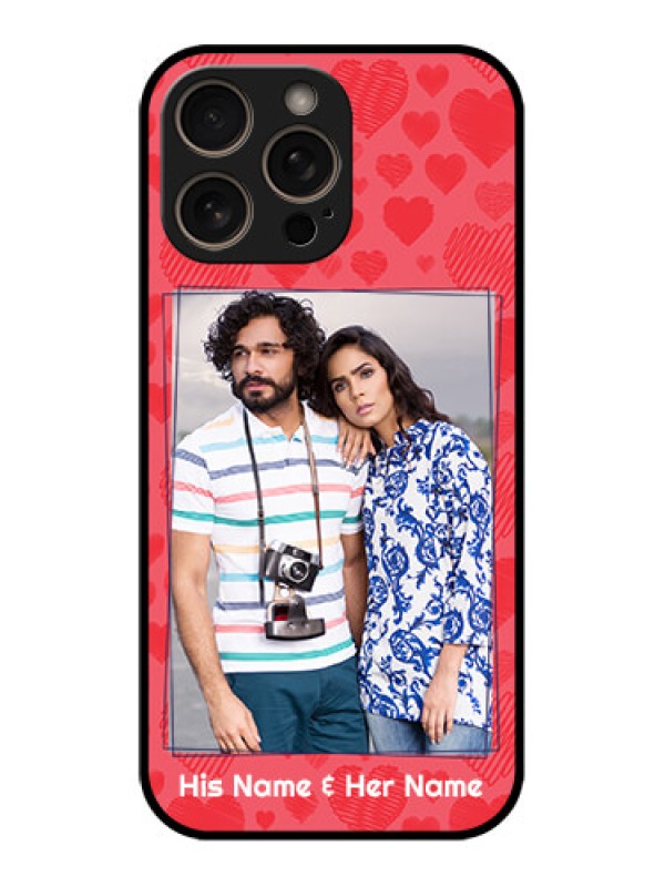 Custom iPhone 16 Pro Custom Glass Phone Case - With Red Heart Symbols Design